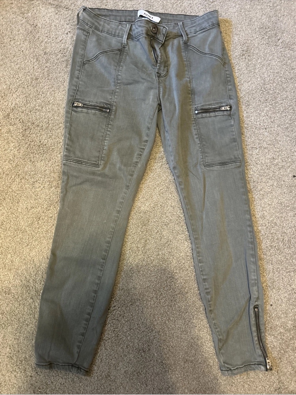 pistola Olive Skinny Cargo Jeans with Ankle Zips